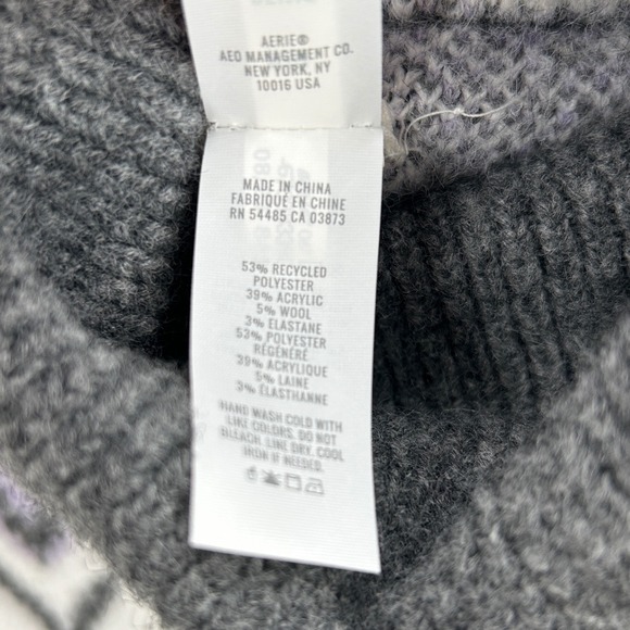 Aerie Womens Fair Isle Oversized Turtleneck Poncho Sweater Pullover Medium - Picture 6 of 9